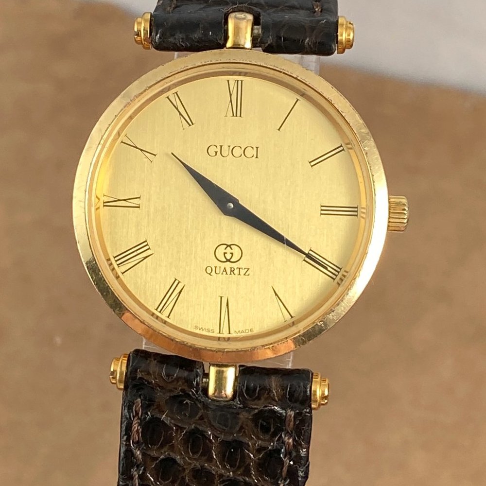 Vintage Swiss Made Unisex Gucci Watch 18k Gold Plated… Gem